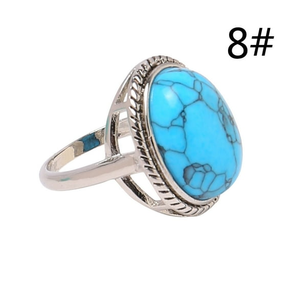 KDSJSXW Engagement Rings for Women Fashion Ladies Turquoise Rings Vintage Boho Turquoise Irregular Rings Engagement Wedding Rings Gold Jewelry Rose Gold Ring Engagement Rings for Women(C,One Size)