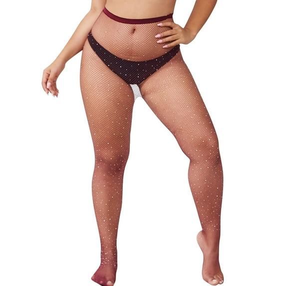 KDSJSXW Footless Tights Women'S Plus Size Sexy Super Short Rhinestone Boots Net Stretch Long High Socks Boots Stage Performance Boots For Women Border Stockings Nude (B,Xl)