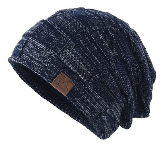 KDSJSXW Gift For Men Women Winter Mixed Color Wool Knitting Hat Warm Fashion Pullover Warm Hat Knit Hat (Navy Blue,One Size)
