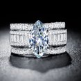 thumbnail image 1 of KDSJSXW Gold Band Ring Woman Luxury Inlaid Drop Gemstone Rhinestones 3 Piece Ring Wedding Ring Jewelry Gift Engagement Rings Gold Jewelry Gold Band Ring Woman(Silver,9), 1 of 4