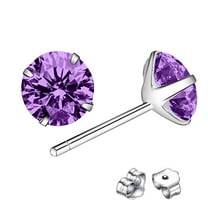 KDSJSXW Gold Earrings Classic Sterling Silver Stud Earrings, Hypoallergenic Earrings Stud Earrings for Women Pearl Stud Earrings for Women Earrings(Purple,4)