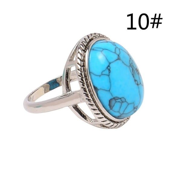 KDSJSXW Gold Jewelry Fashion Ladies Turquoise Rings Vintage Boho Turquoise Irregular Rings Engagement Wedding Rings Silver Rings for Women Ring for Women Gold Jewelry(E,One Size)