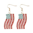 thumbnail image 1 of KDSJSXW Gold Pearl Earrings Usa American Flag Dangle Shining Teardrop Crystal Drop Earrings for Women Patriotic 4Th of July Independence Day Gift Sparkling Rhinestone Vintage Earrings (B,One Size), 1 of 4