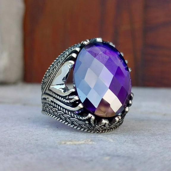 KDSJSXW Gold Plated Rings Fashion Elegant Purple Stone Jewelry Ring Jewelry Engaged Ring for Women And Men Engagement Ring Stackable Rings Gold Plated Rings(Silver,11)