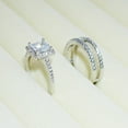 thumbnail image 1 of KDSJSXW Gold Rings That Don'T Tarnish Creative Women Set Zircon Ring Two Piece Creative Engagement Ring Set Hand Fashion Princess Engagement Ring Wedding Band Ring Set (Silver,8), 1 of 6