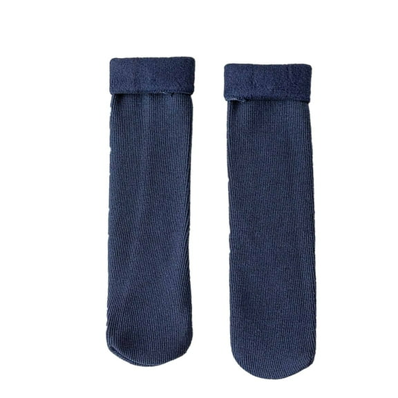 KDSJSXW Half Crew Socks Women Women Casual Solid Plush Socks Warm Thickened Socks Mens Ankle Socks (Navy Blue,One Size)