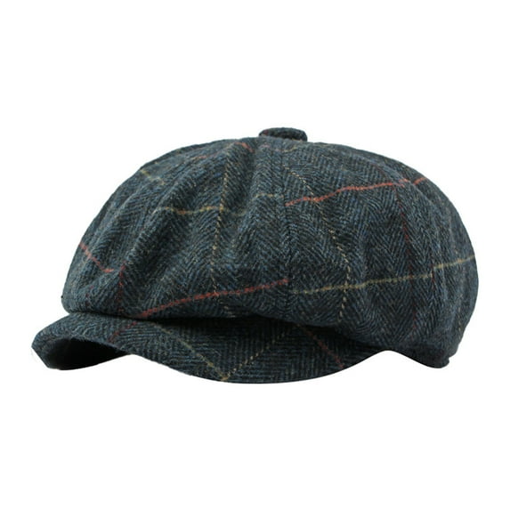 KDSJSXW Hat For Men Hat Men'S English Vintage Newspaper Kids' Hat Classic Plaid Driver Hat Artist Hat Hats Men (Blue,One Size)