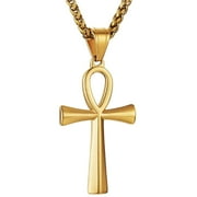 KDSJSXW Layering Necklaces for Women 1Pc Men's Stainless Steel Crosses Religious Pendant Necklace 22+2 Simple Necklaces for Women Rose Gold Jewelry Non Tarnish Gold Necklace(B,One Size)