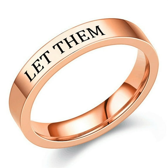 KDSJSXW Let Them Ring Let Them Stainless Steel Engraved Ring To Sorority Sisters Best Friends Inspirational Friendship Ring Motivational Friendship Jewelry Gift (Rose Gold,5)