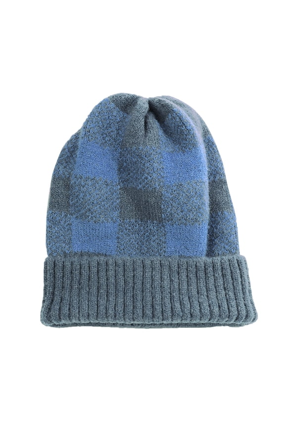 Mens Accessories Winter Brush Lined Soft Warm Knit Cap Ski Sock Cuff Cap Hats Men (Blue,One Size)