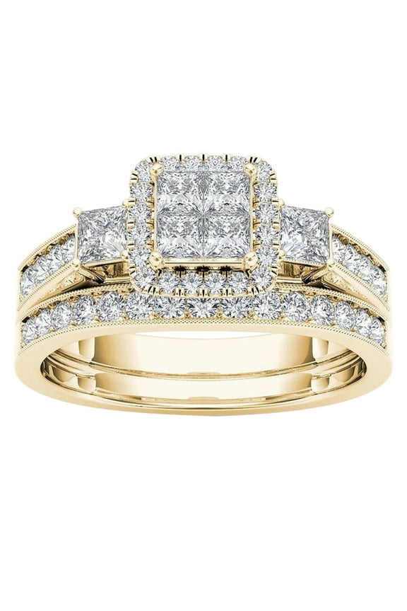 Non Tarnish Gold Rings Fashion Couple Rings Classic Gold Plated Ring Inlaid Zircon Jewelry Rings Wedding Ring Engagement Ring Non Tarnish Gold Rings(Gold,10)