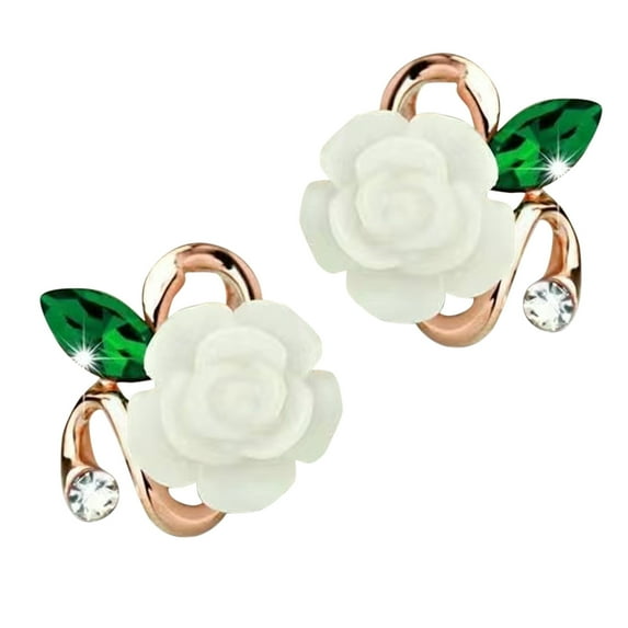 KDSJSXW Pearl Earrings Studs Fresh Flower Decorative Earrings Korean Style Earrings Popular Jewelry Fashion Stud Earrings Pearl Earings Studs Earrings for Women Bridal Earrings(White,One Size)