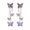 thumbnail image 1 of KDSJSXW Pearl Stud Earrings for Women 2024 New Sweet Purple Crystal Butterfly Earrings Women's Advanced Sense Temperament Long Face Showing Small Tassel Earrings Earrings (Purple,One Size), 1 of 6