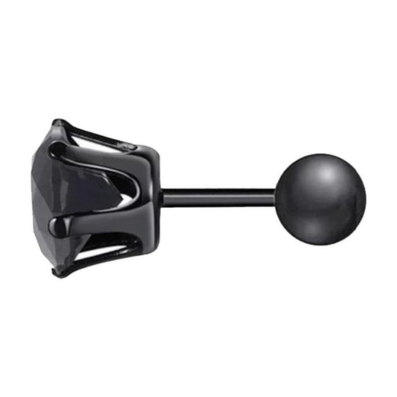 KDSJSXW Pearl Stud Earrings for Women Stainless Steel Six Jaw Zircon Earrings 3A Zircon Screws Screw Round Cake Earrings Ornaments Stainless Steel Stud Earrings Earrings (Gray,A)