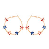 KDSJSXW Pierced Earrings for Women American Independence Day Five Pointed Star Flag Dripping Oil Earrings Female European And American Fashion Star Earrings Earring Studs (Gold,One Size)