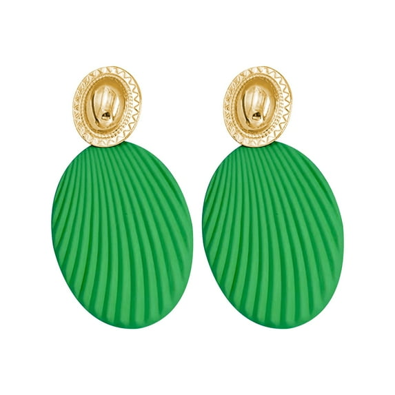 KDSJSXW Pierced Earrings for Women Colorful Oval Stripe Fashion Exaggerated Personality Nail Piece Ear Jewelry Earrings Earring Studs Girls Earrings Gold Earrings Studs(Green,One Size)