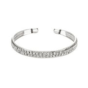 KDSJSXW Rhinestones Bracelet For Women Open Cuff Bracelet For Women Chunky Adjustable Open Bracelet Wide Bracelets Bangle Friendship Gift For Women(Silver,One Size)