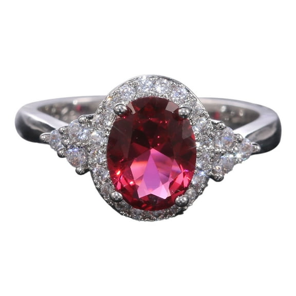 KDSJSXW Ring Set for Women Temperament Red Gemstone Ring Microset Zircon Women's Ring Thumb Rings for Women Gold Ring Ring Set for Women(Red,11)