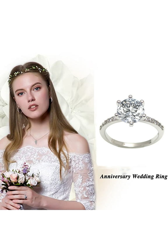 Rings for Women Non Tarnish Women's Zircon Diamond Personalized Princess Engagement Ring Rings for Women Sterling Silver Stackable Rings for Women Rings for Women Non Tarnish(Silver,9)