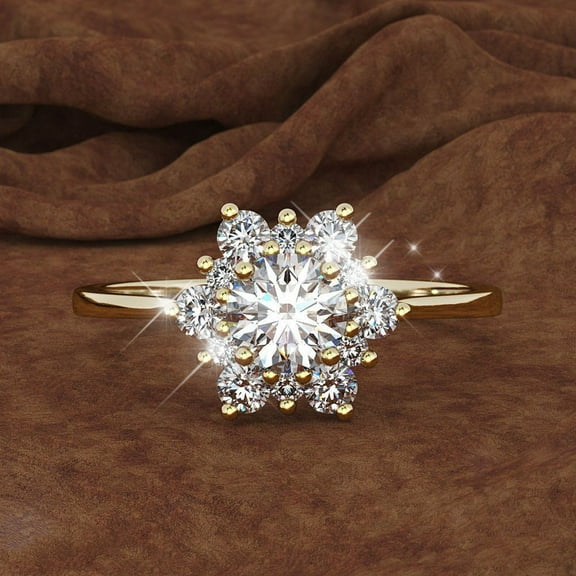 KDSJSXW Rings for Women Sterling Silver Snowflake Elegant Rhinestone Ring Snowflake Shape Alloy Jewellery Rings Women Fashion Full Diamond Zircon Rings for Women Size 5 11 (Gold,9)