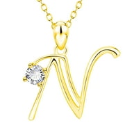 KDSJSXW Rose Gold Necklace 2022 Fashion Women 26 English Letter Name Chain Pendant Necklaces Jewelry Christmas Valentine's Day Festival Essential Gift for Women Girls Womens Necklaces (N,One Size)