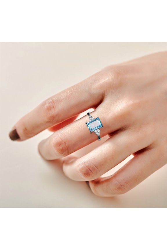 Rose Gold Rings for Women Women Ring 925 Sterling Silver Rainbow Engagement Wedding Band Rings 3 Colors Wedding Ring Women Rings Rose Gold Rings for Women(Light Blue,7)