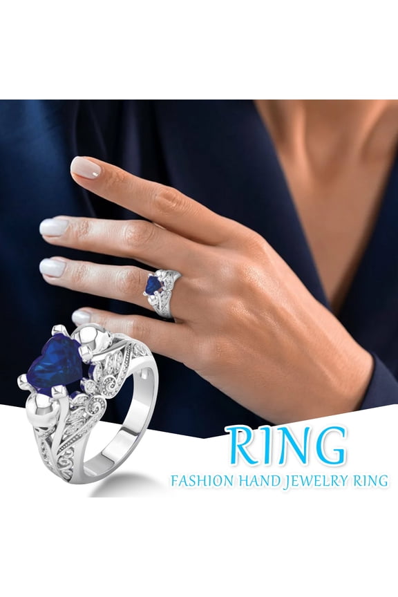 Rose Gold Rings for Women Women Ring Colorful Zircon Wedding Jewelry Rings Size Alloy 6-10 Gift Finger Wedding Ring Crystal Rings Rose Gold Rings for Women(Blue,8)