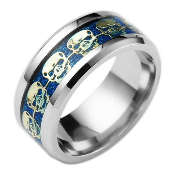 KDSJSXW Santa Christmas Wedding Band High Quality Stainless Steel Punk Style Skull Ring Hip Hop Ring Jewelry