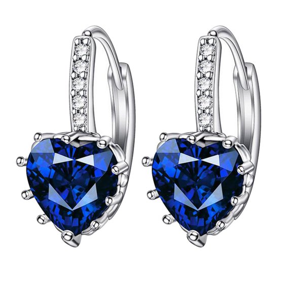 KDSJSXW Small Earrings for Women Women Earrings Heart-Shaped Zircon Multi-Color Fashion Simple Earrings Pearl Studs Stud Earrings for Women Gold Studs(Dark Blue,One Size)