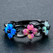 KDSJSXW Spinelli Ring Vintage Exquisite Flower Ladies Ring Opal Zircon Ring Wedding Ring Jewelry Gifts Gold Wedding Bands for Women Gold Band Ring Woman Spinelli Ring(Black,9)