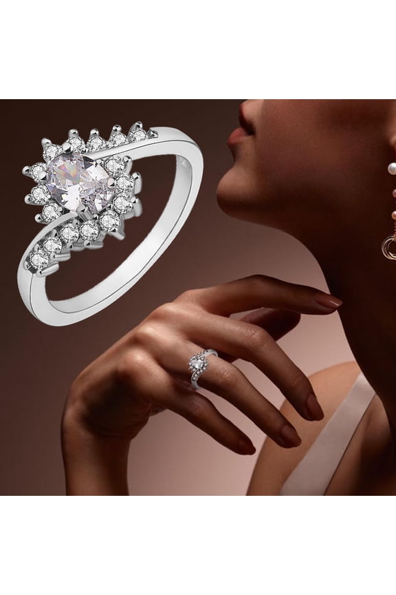 Stackable Rings Women's Rings Silver Rhinestone Rings Women's Rings Shiny Rings for Womens And Mens Love Ring Silver Wedding Band Women Stackable Rings(White,9)
