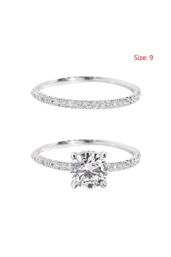 Stainless Steel Rings for Women Micro Set With Diamonds Romantic Couple Ring Ring To Send Girlfriend Gift Pinky Ring Trendy Jewelry Stainless Steel Rings for Women(Silver,9)