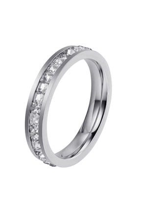 Stainless Steel Rings for Women Plated Cubic Zirconia Super Engagement Rings for Women Promise Rings for Her Wedding Band for Women Size 5 13 Pinky Ring Women Rings (Silver,7)