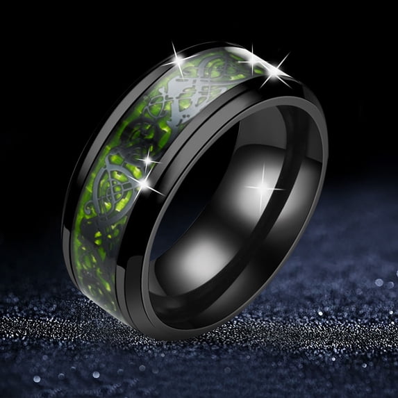KDSJSXW Stainless Steel Rings for Women Titanium Steel Dragon Ring With Silver Golden Dragon Stainless Steel Ring Pinky Ring Stackable Rings for Women Stainless Steel Rings for Women(Green,12)