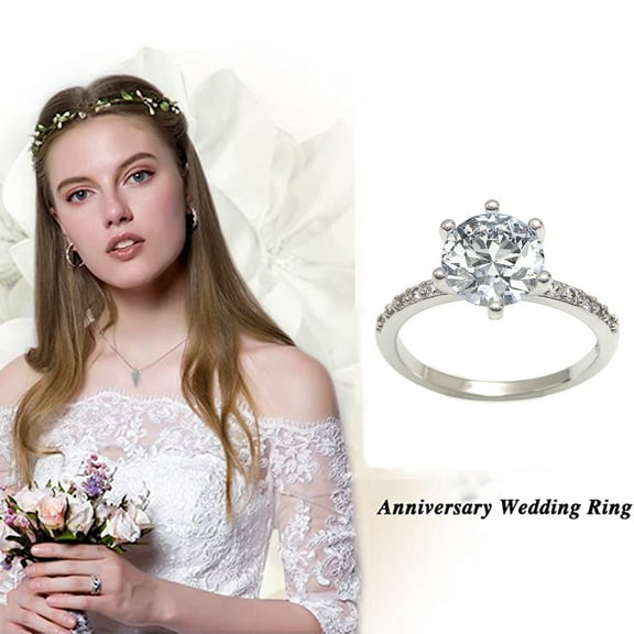 KDSJSXW Stainless Steel Rings for Women Women's Zircon Diamond Personalized Princess Engagement Ring Pinky Ring Gold Rings That Don'T Tarnish Stainless Steel Rings for Women(Silver,7)