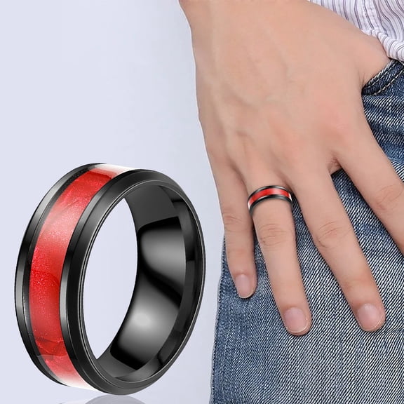 KDSJSXW Sterling Silver Rings Shell Titanium Ring Men Popular Exquisite Ring Simple Fashion Jewelry Popular Accessories Stackable Rings Rose Gold Ring Sterling Silver Rings(Red,7)