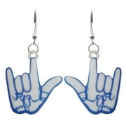KDSJSXW Stud Earrings for Women Women's Earrings Sign Language Deaf Jewelry I Love You Earrings Charm French Hook Drop Earrings With Cubic Acrylic Jewelry Gold Studs Earrings Studs (E,One Size)