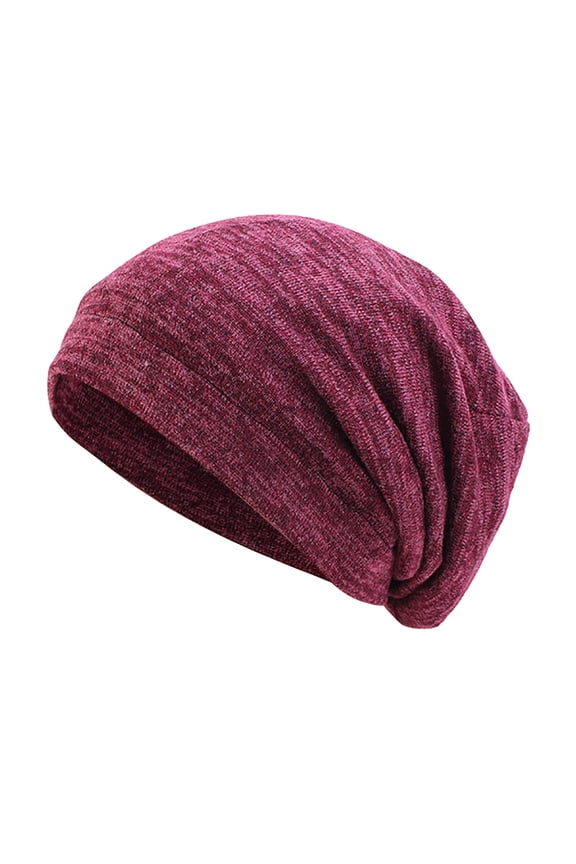 Summer Beanie For Men Women Soft Slouchy Beanie Cap Lightweight Hipster Hat Summer Breathable Faux Sleeping Cap Thin Chemo Cap Night Cap (Wine Red,One Size)