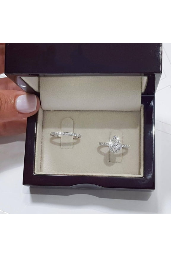 Thumb Rings for Women Water Drop Silver Cubic Zirconia Bridal Rhinestone Engagement Ring Full Diamond Zirconia Solitaire Ring 5 11 Gold Engagement Rings for Women Rose Gold Ring (Silver,11)