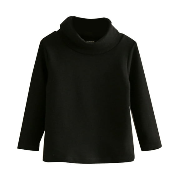 KDSJSXW Toddler Girl Clothes Girls' Sweater Spring and Autumn High Neck Solid Long Sleeve Round Neck Top Party Birthday School Baby Clothes Baby Shirts (Black,160)