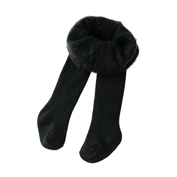 KDSJSXW Toddler Kids Baby Girls Tights Cotton Thick Lined Warm Full Leggings Pantihose Stretchy Basic Full Length Pants Pantyhose for Winter Stocking (Black,S)