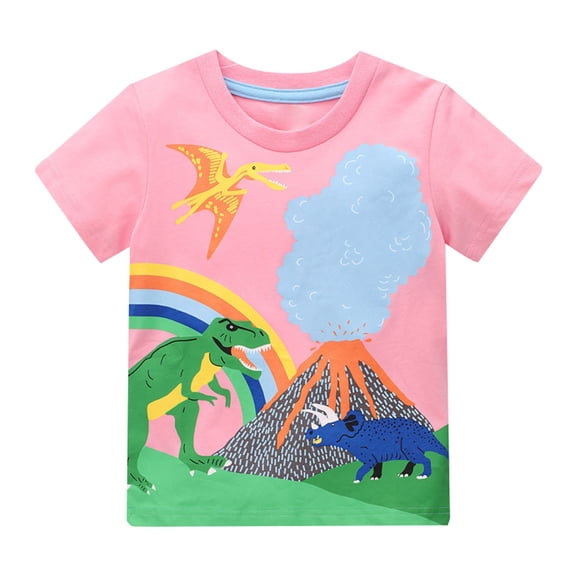 KDSJSXW Toddler Tshirt Toddler Boys' and Girls' Short Sleeve Tees Cotton Casual Fun Pattern Crewneck Summer Top Clothes Toddlers Boys Clothes Toddler Sets for Boys (Pink,140)
