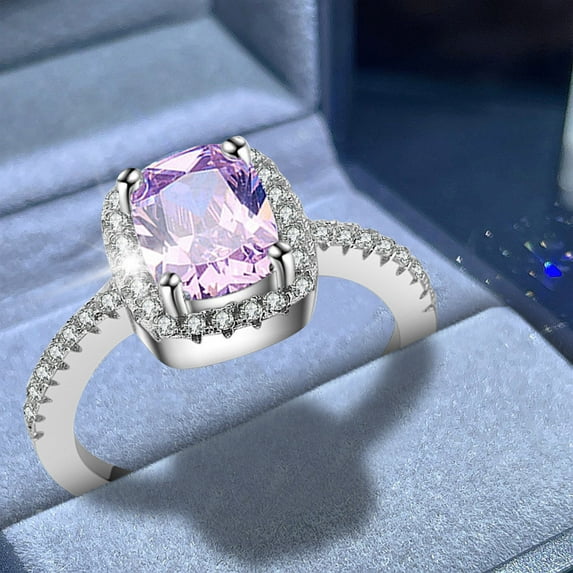 KDSJSXW Wedding Band Square Zircon And Diamond Ring for Women Fashion Jewelry Popular Accessories for Wife Stackable Rings for Women Ring for Women Wedding Band(Pink,5)