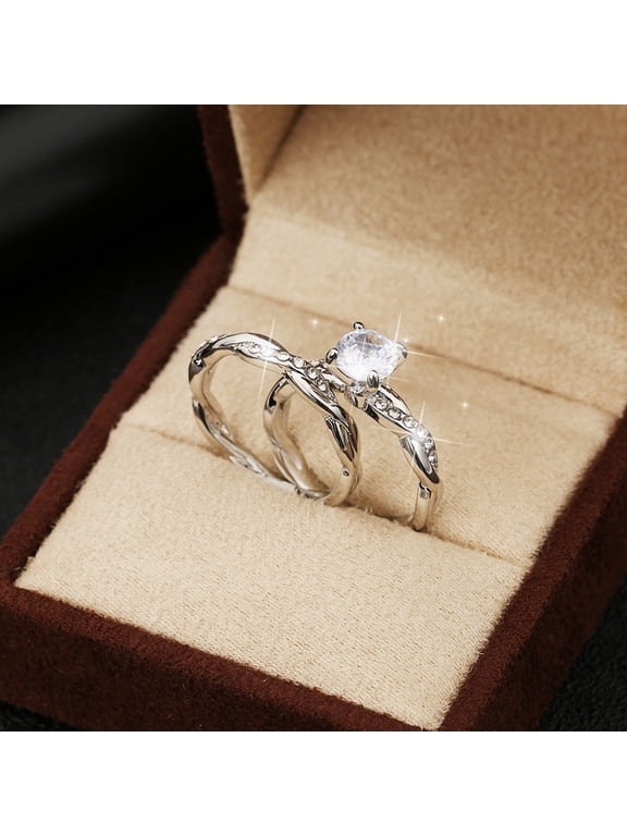 Wedding Bands Silver Fried Dough Twist Geometry Rhinestone Ring Cross Engagement Ring Full Diamond Zirconia Solitaire Ring for Women Size 5 10 Gold Ring Set Diamond Ring (Silver,9)