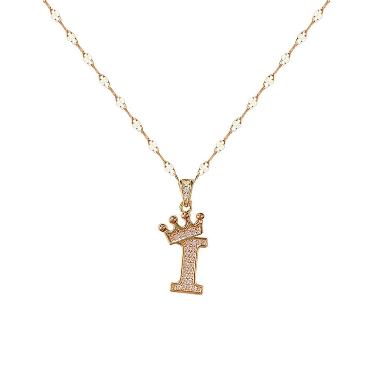 KDSJSXW Wedding Jewelry Copper Gold Plated Crown 26 Letter Pendant