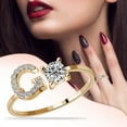 thumbnail image 1 of KDSJSXW Wedding Ring Fashionable And Opening 26 Letters With Diamond Ring Ladies Jewelry Anillos Para Mujer Womens Jewelry Wedding Ring(G,One Size), 1 of 4