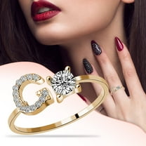KDSJSXW Wedding Ring Fashionable And Opening 26 Letters With Diamond Ring Ladies Jewelry Anillos Para Mujer Womens Jewelry Wedding Ring(G,One Size)