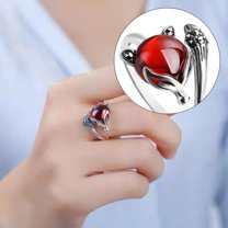 KDSJSXW Wedding Rings Adjustable Ring，Emotional Ring Cute Creative Gold Plated Crystal Gemstone Color Changing Ring，Temperature Control Finger Ring Animal Tail Open Ring Chunky Rings (B,A)