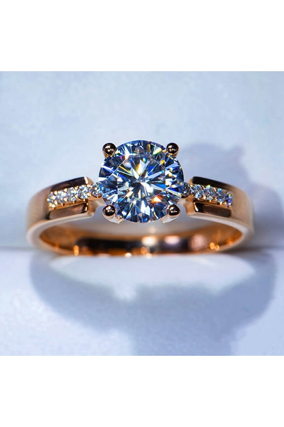 Wedding Rings Women's Shiny Ring Zircon Diamond Personalized Princess Engagement Ring Chunky Rings Spinelli Ring Wedding Rings(Rose Gold,6)