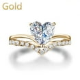 thumbnail image 1 of KDSJSXW Women Rings Women's Heart-Shaped Zircon Diamond Personalized Princess Engagement Ring Diamond Ring Wedding Rings Women Rings(Gold,6), 1 of 3